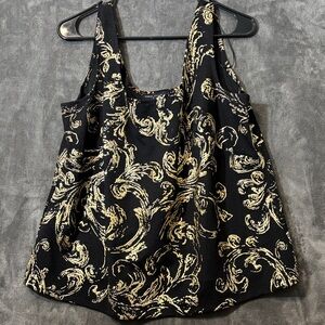 Alex Evenings Women'S Black Gold Scoop Neck Sleeveless Tank Top  Size 1X